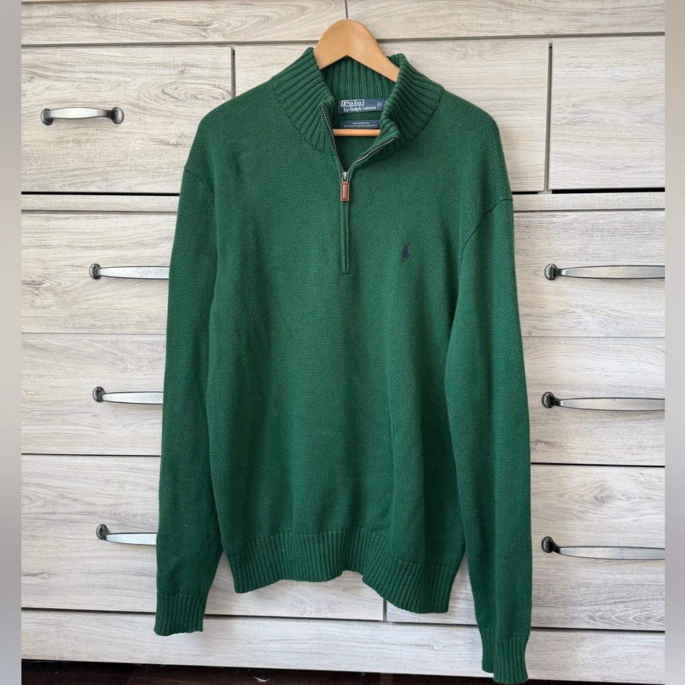 Polo Ralph Lauren Men's Half-Zip Sweater in Emerald Green size  L